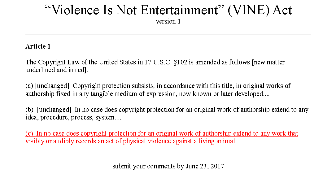 Violence Is Not Entertainment Act | Version 1